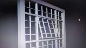 Diseño 3D de ventana detallada para maqueta artesanal usando software Blender