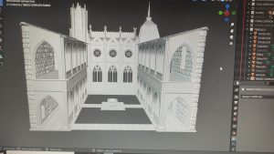 Modelado 3D de arquitectura gótica para diorama inspirado en escenarios de misterio