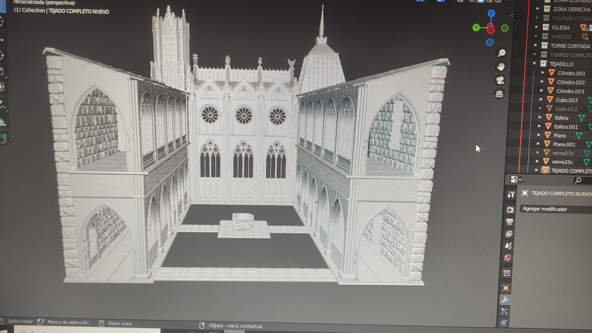 Modelado 3D de arquitectura gótica para diorama inspirado en escenarios de misterio