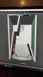 Diorama del hombre del saco, Diseñado artesanalmente usando madera, yeso, poliestireno, resina uv e iluminación led.