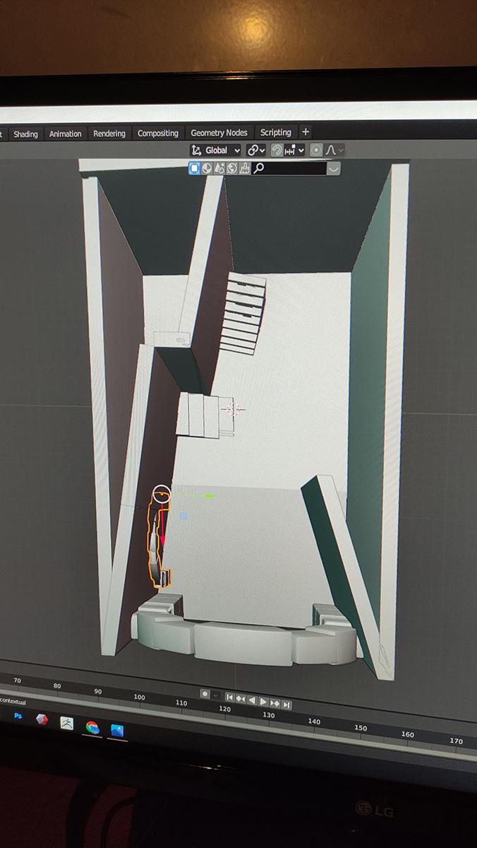 Diorama del hombre del saco, Diseñado artesanalmente usando madera, yeso, poliestireno, resina uv e iluminación led.