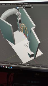 Diorama del hombre del saco, Diseñado artesanalmente usando madera, yeso, poliestireno, resina uv e iluminación led.