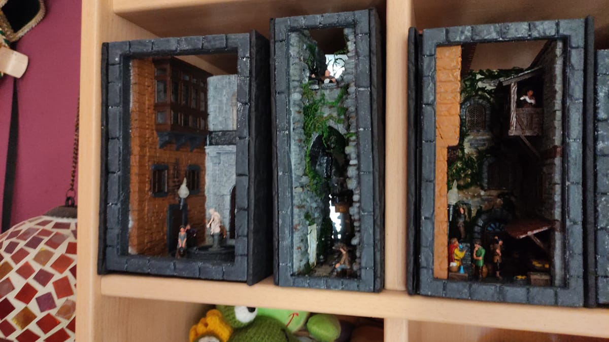 Construcción dioramas nookbooks impresos en resina y pintados a mano