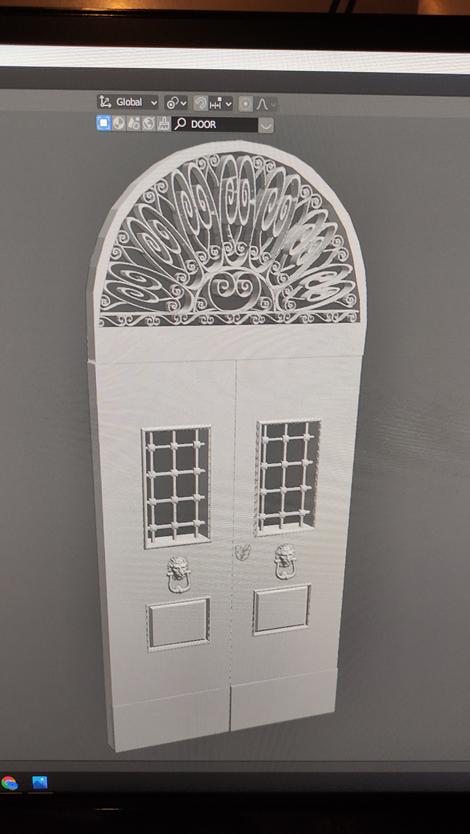 Diorama artesanal de Venecia durante la peste negra, mostrando a dos médicos de la peste con máscara frente a una góndola en un canal, con iluminación de farol.