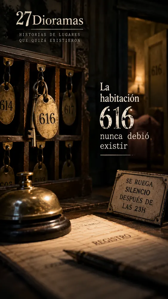 Portada ilustrada de la serie La habitación 616: una llave y la recepción de la pensión
